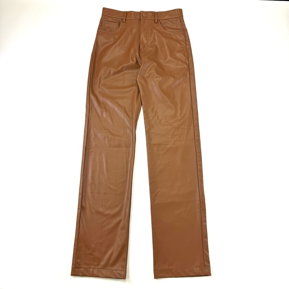 Zara brown vegan leather pants Small waist 26 inches mid rise inseam 31.5inches